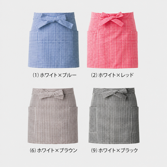 チェックショートエプロン
